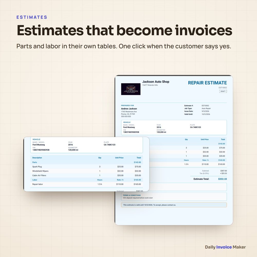 Estimates that become invoices