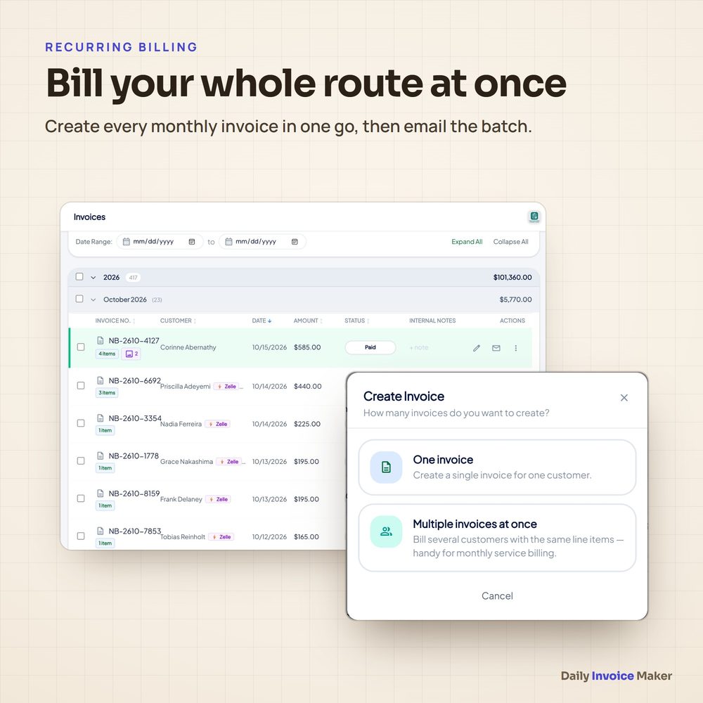 Monthly billing