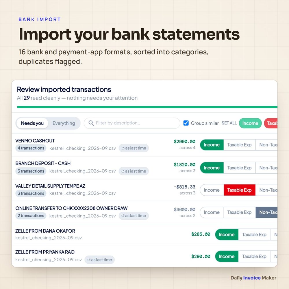 Bank statement import