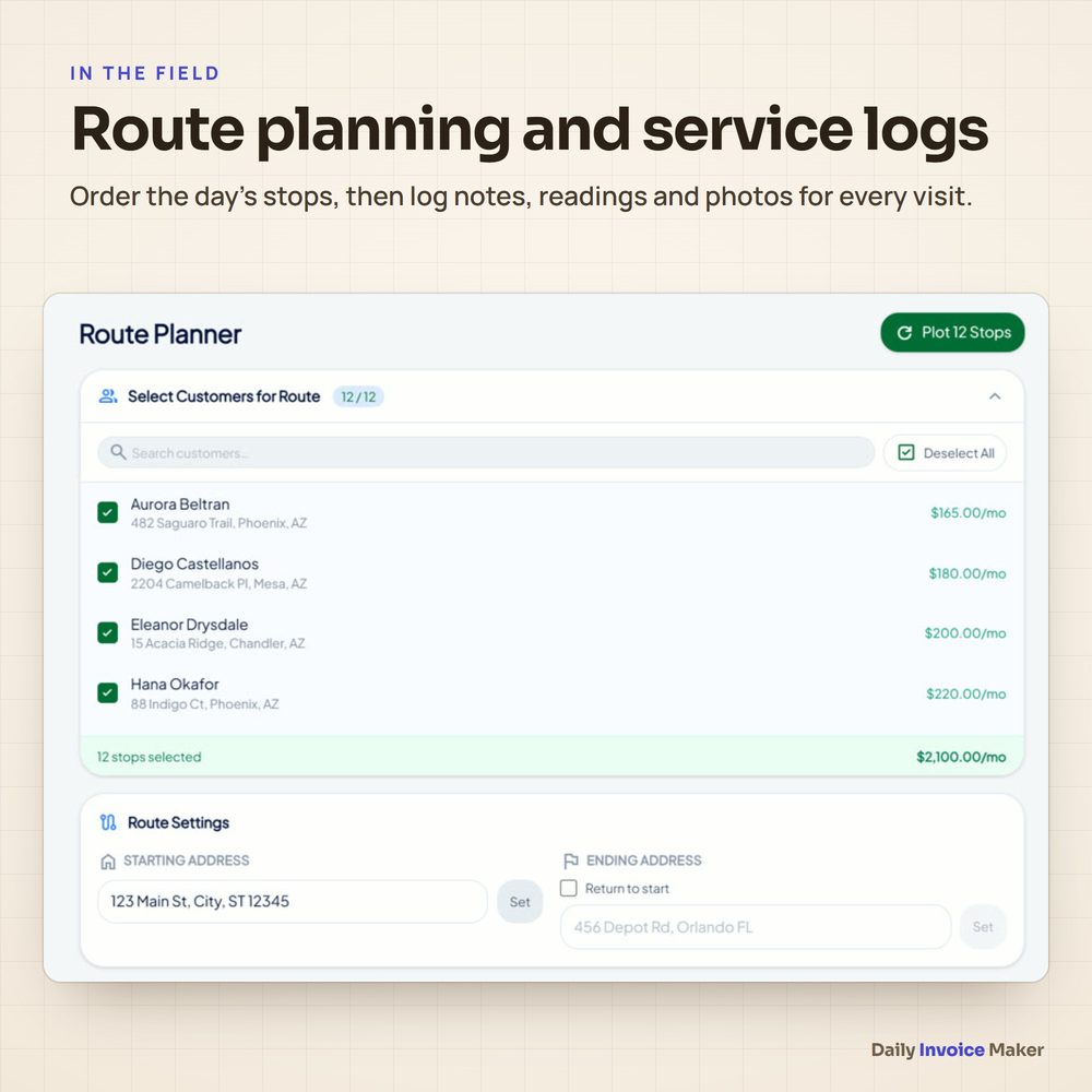 Routes and service logs