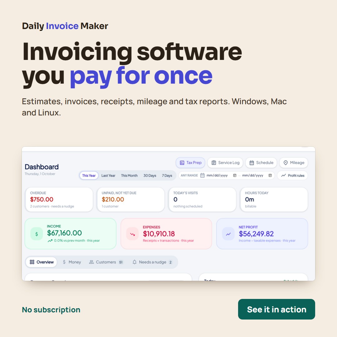 Daily Invoice Maker banner 1080x1080