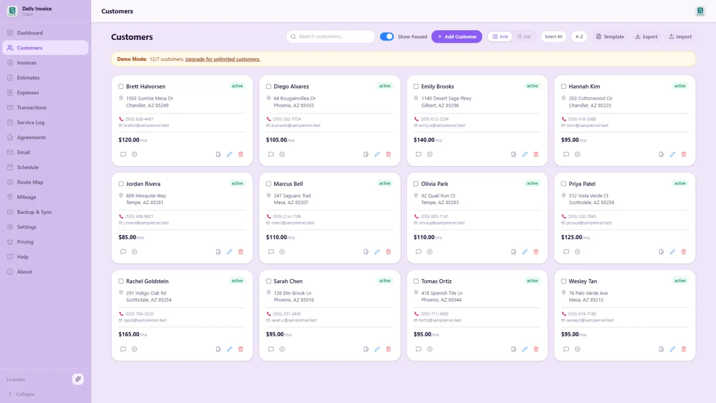Cleaning client roster with payment status