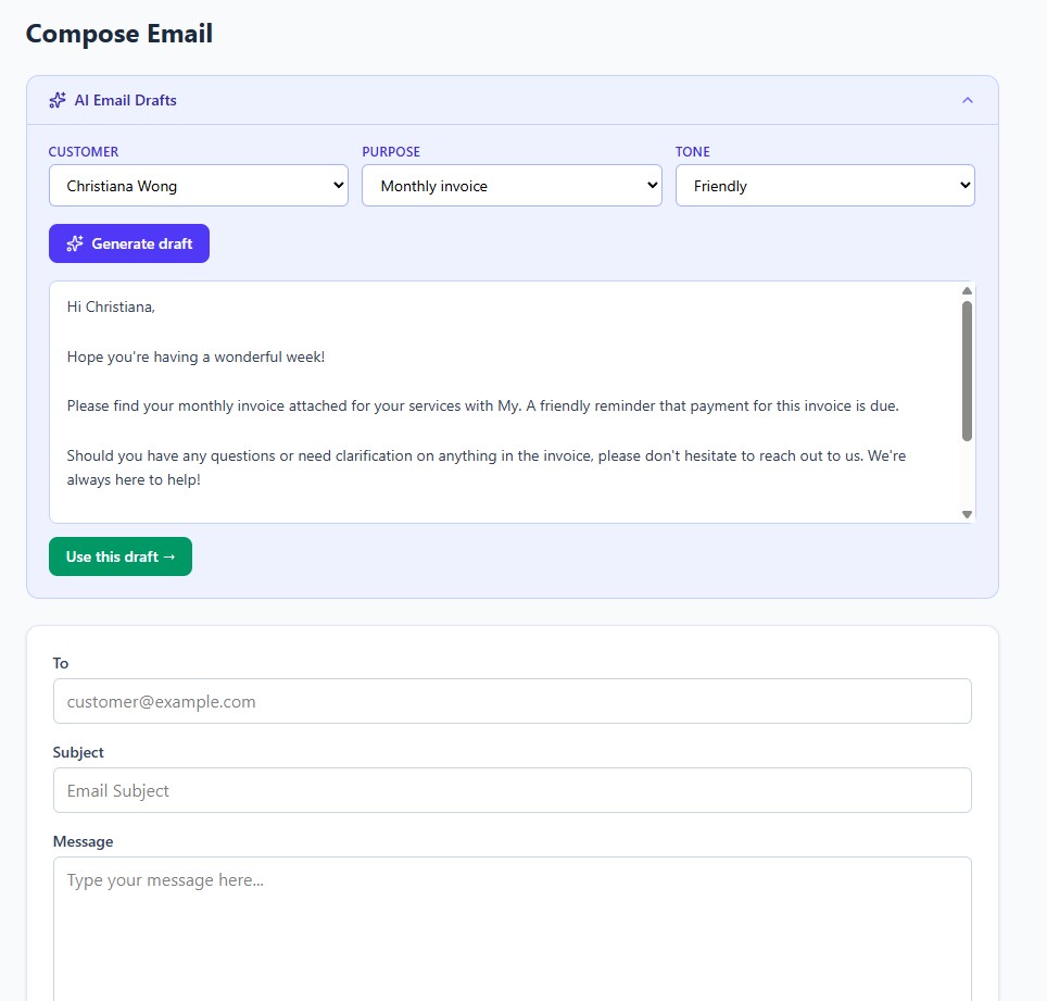 AI-powered email drafting