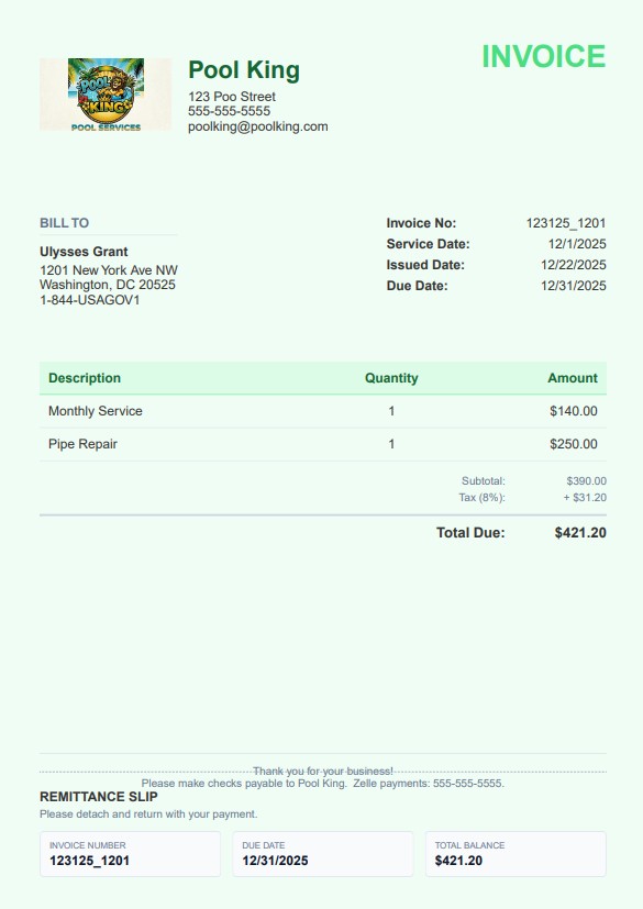 Invoice — Nature template